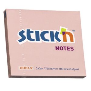 NOTAS ADH. 3 X 3 ROSADO PASTEL 100H 21148 STICK IN
