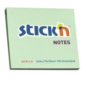 NOTAS ADH. 3 X 3 VERDE PASTEL 100H 21150 STICK IN
