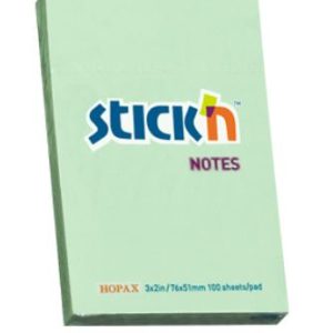 NOTAS ADH. 3 X 2 VERDE PASTEL 100H 21147 STICK IN