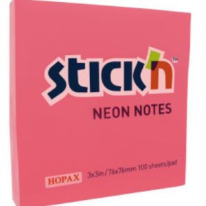 NOTAS ADH. 3 X 3 ROSADO NEON X 100H 211166 STICK IN